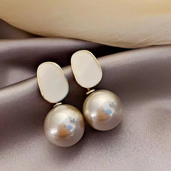 Korean Pearl Drop Earrings - Image 4